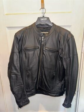 Men's Black Motorcycle Leather Jacket - Street & Steel
